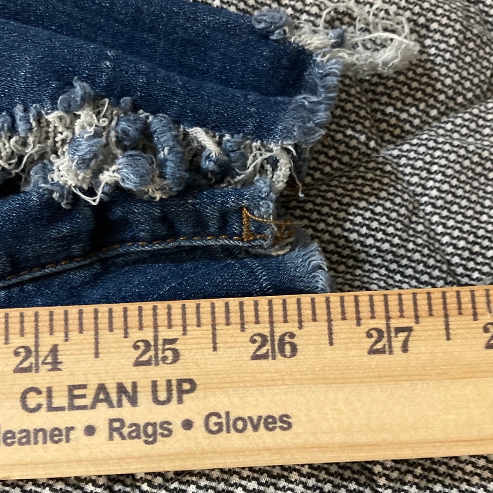 High-Rise Dark Blue Distressed Skinny Jeans with Button Fly - Picture 8 of 8